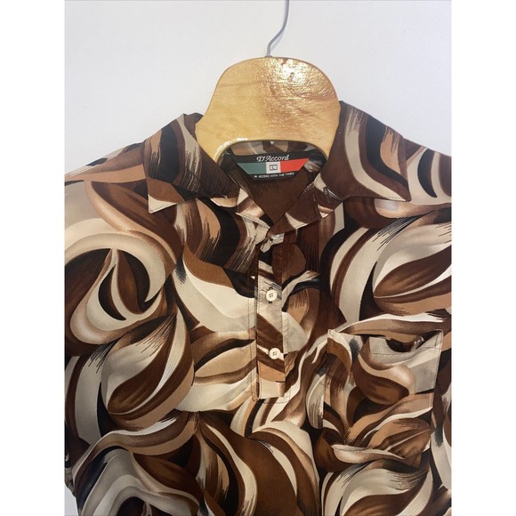 D’Accord Half Button Short Sleeve Polo Brown Mens Large - Picture 2 of 6